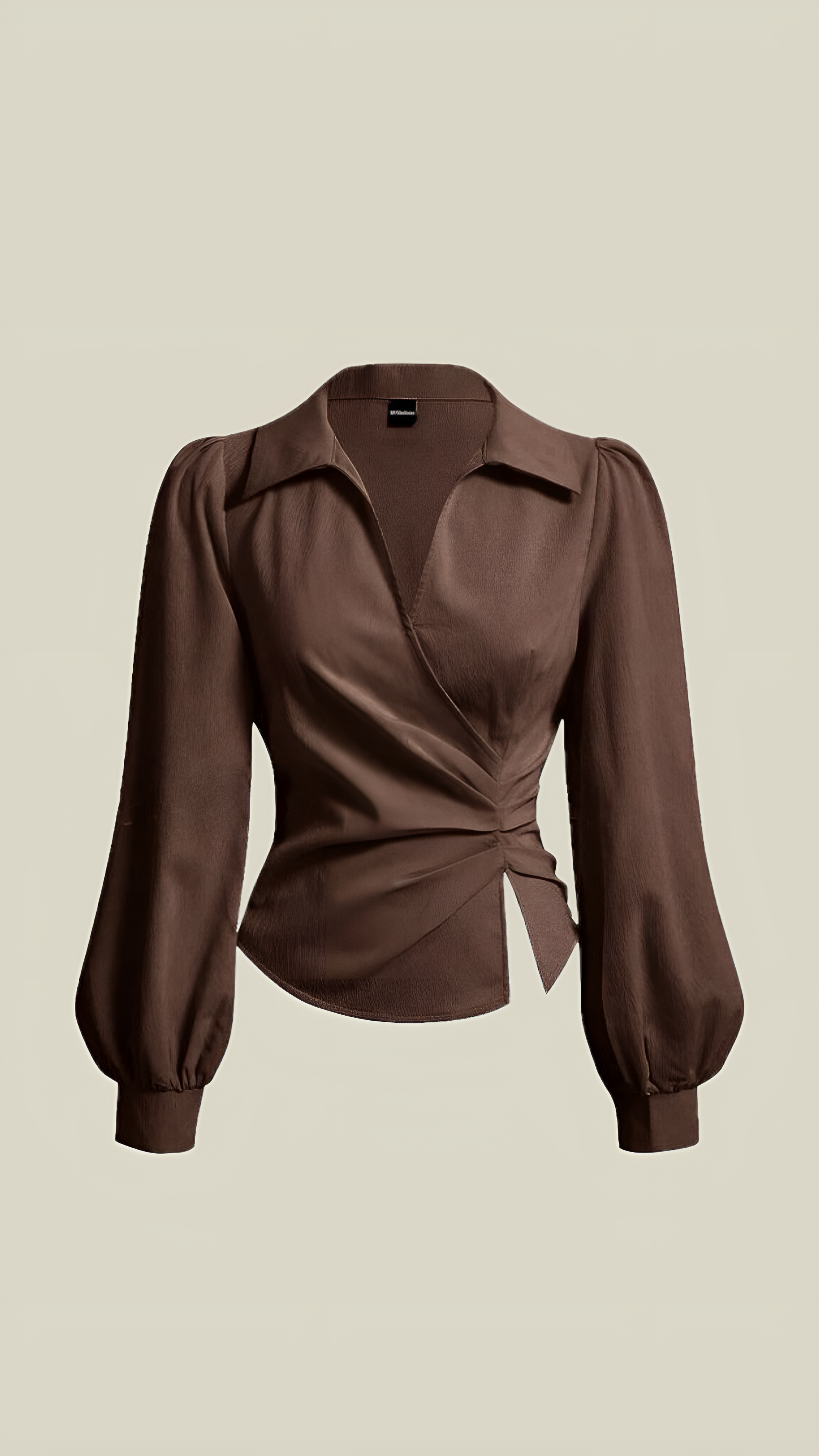 Chocolate Puff-Sleeve Blouse